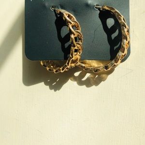 NWT Gold Plated Woven Hoop Earrings
